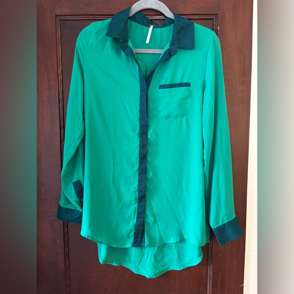 Free People Button Up Shirt Colorblock Size Small